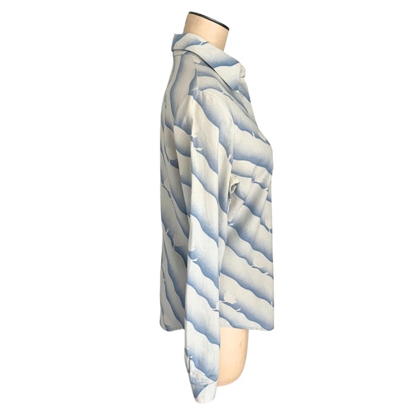 Vintage 1960s Misses' Mary Quant Londonpride Wool Cotton Wave Print Blouse // M - Picture 4 of 8